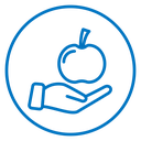 Apple in hand icon