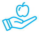 Apple in hand icon