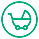 Baby carriage set icon