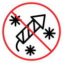 Ban on fireworks sign icon