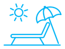 Beach chair with umbrella icon