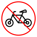 Bicycle prohibition sign icon