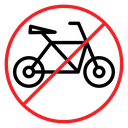 Bicycle prohibition sign icon