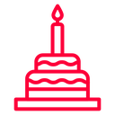 Birthday Cake Single Candle Color Outline icon