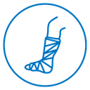 Broken leg in a plaster icon