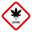 Cannabis zone traffic sign icon