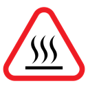 Caution hot surface sign icon