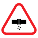 Caution safety leak of water or chemical material sign icon