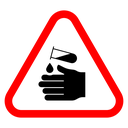Chemical burns hazard sign icon