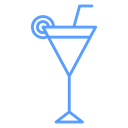 Cocktail Straw Garnish Color Outline icon