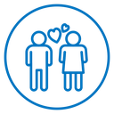 Couple with love icon
