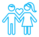 Couple with love icon