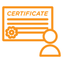 Course completion certificate icon