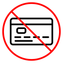Credit card with prohibition sign icon