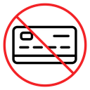 Credit card with prohibition sign icon