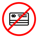 Credit card with prohibition sign icon