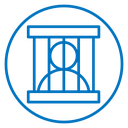 Criminal behind bars icon
