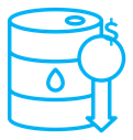 Crude oil barrel price falling down icon