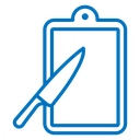 Cutting board with knife icon