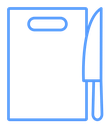 Cutting board with knife icon