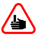 Cutting hand straight blade sign icon