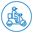 Delivery man riding motorcycle icon