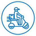 Delivery man riding motorcycle icon