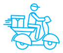 Delivery man riding motorcycle icon