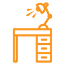 Desk with lamp icon