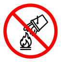 Do not extinguish with water sign icon