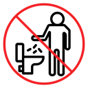 Do not litter in toilet sign icon