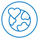 Earth love heart icon