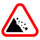 Falling rocks or debris warning road sign Color Outline icon