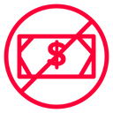 Free Of Charge Banknote Color Outline icon
