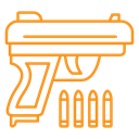 Gun with ammunition icon