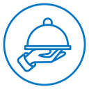 Hand holding tray icon