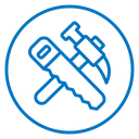 Hand saw and hammer icon