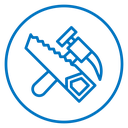 Hand saw and hammer icon