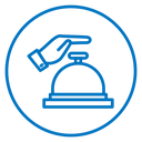 Hand touching service bell icon
