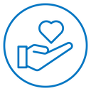 Heart in hand icon