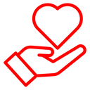 Heart in hand Color Outline icon