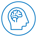 Human head with the brain icon