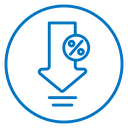 Interest rate reduction or percent down icon
