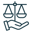 Justice scales in Hand icon