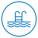 Ladder in swimming pool icon