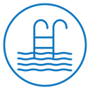 Ladder in swimming pool icon