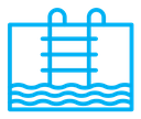 Ladder in swimming pool icon
