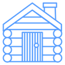 Log Cabin House Color Outline icon