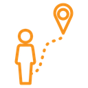 Man going to destination icon