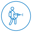 Mite disinfectant man icon